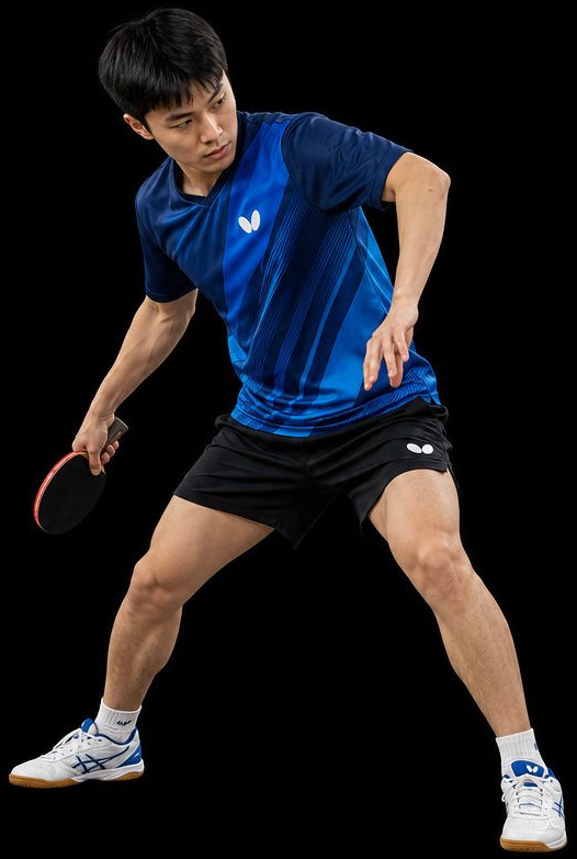 Adult match-play player executing a topspin attack during a Foundation Level 3 table tennis session